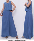Completo Elegante Maglia Gilet con Bottoni Pantalone Largo Plissettato palazzo Coordinato Casual in 5 Colori - 7363