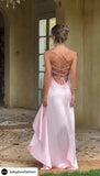 Abito Lungo Elegante da Cerimonia con Rouche Spacco Profondo Laterale Vestito Evento Serata in 6 Colori - 7368