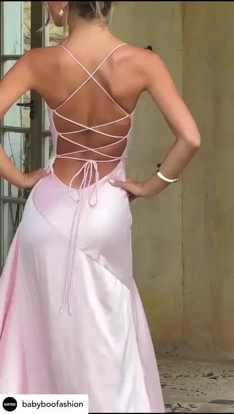 Abito Lungo Elegante da Cerimonia con Rouche Spacco Profondo Laterale Vestito Evento Serata in 6 Colori - 7368