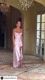 Abito Lungo Elegante da Cerimonia con Rouche Spacco Profondo Laterale Vestito Evento Serata in 6 Colori - 7368