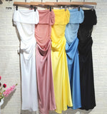 Abito Lungo Casual Effetto Velato Scollo a Fascia Gonna Tubino Cut Out Vestito Evento Serata in 5 Colori - 7370