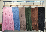 Gonna Lunga Elastica Effetto Arrufato Colorata Gonne Ragazza Donna Grinzate in 6 Colori - 7393
