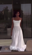 Abito Lungo Elegante con Bretelle Orlo Finale Arruffato Vestito Cerimonia Evento Fashion in 8 Colori - 7397