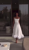 Abito Lungo Elegante con Bretelle Orlo Finale Arruffato Vestito Cerimonia Evento Fashion in 8 Colori - 7397