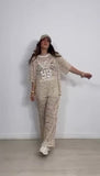 Completo Casual Never Give Up 99 Maglia Los Angeles Pantalone Coordinato Semi Trasparente in 7 Colori - 7414