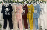 Completo Casual Never Give Up 99 Maglia Los Angeles Pantalone Coordinato Semi Trasparente in 7 Colori - 7414