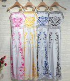 Abito Lungo Casual con Bretelle Stampa Astratta Arabesca Vestito Mare Serata in 4 Colori - 7442