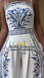 Abito Lungo Casual con Bretelle Stampa Astratta Arabesca Vestito Mare Serata in 4 Colori - 7442