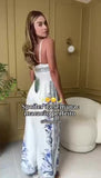 Abito Lungo Casual con Bretelle Stampa Astratta Arabesca Vestito Mare Serata in 4 Colori - 7442