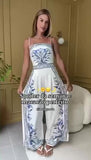 Abito Lungo Casual con Bretelle Stampa Astratta Arabesca Vestito Mare Serata in 4 Colori - 7442