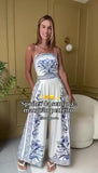 Abito Lungo Casual con Bretelle Stampa Astratta Arabesca Vestito Mare Serata in 4 Colori - 7442