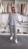 Completo Casual Tuta Sportiva Felpa e Pantalone Capri Coordinato Stemma Etichetta Sportivo in 6 Colori - 7447