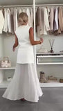 Completo Elegante Maglia Gilet Bottoni Oro Gioiello Gonna Lunga con Velo Coordinato Serata Bianco o Nero - 7453