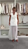 Completo Elegante Maglia Gilet Bottoni Oro Gioiello Gonna Lunga con Velo Coordinato Serata Bianco o Nero - 7453