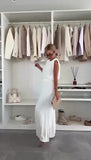 Completo Casual Maglia con Spalline Pantalone Plissettato a Palazzo Coordinato Colorato in 6 Colori - 7459