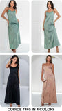 Abito Lungo Casual con Bretelle Applicazione di Strass Vestito Estate Elegante in 4 Colori - 7465