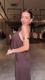 Tuta Elegante Intera Allacciata con Collana Dorata Collo Pantalone Palazzo Jumpsuit Evento in 6 Colori - 7473