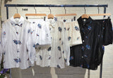 Completo Casual Camicia Manica Lunga Pantaloncini Shorts Coordinato Stampa Floreale in 3 Colori - 7488