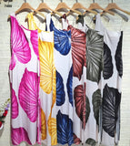 Abito Lungo Casual Colorato Monospalla Stampa Fiore Gigante Vestito Fashion in 6 Colori - 7490