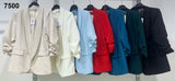 Giacca Donna Blazer Scollo Taglio Dritto Manica Arruffata Tasche Estetiche GIacche Casual Eleganti in 11 Colori - 7500