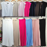 Completo Casual Maglia Smanicata Pantalone Plissettato Palazzo Coordinato Estate Fashion in 6 Colori - 7516