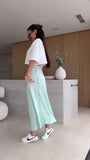 Completo Maglia Mezza Manica Gonna Lunga Rasata Lucida Coordinato Casual Fashio in 7 Colori - 7520