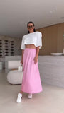 Completo Maglia Mezza Manica Gonna Lunga Rasata Lucida Coordinato Casual Fashio in 7 Colori - 7520