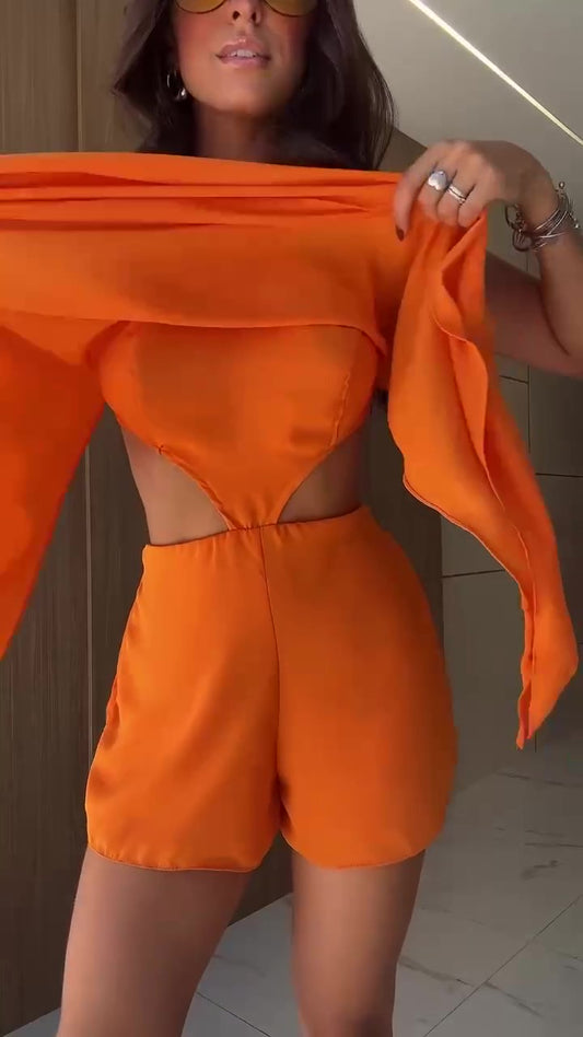 Tuta Intera Corta Multivelo Effetto Blusa Jumpsuit Casual Sensuale Evento Serata in 6 Colori - 7521