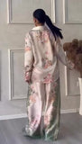 Completo Camicia Pantalone Palazzo Stile Kimono Giappone Coordinato Rasato Verde Beige Rosa - 7532