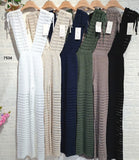 Tuta Casual Intera Estate Smanicata Scollo V Pantalone Palazzo Copricostume Traforato in 6 Colori - 7534