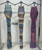 Abito Lungo Colorato Elegante Cerimonia Allacciato al Collo Schiena Scoperta Vestito in Lustrini in 3 Colori - 7538