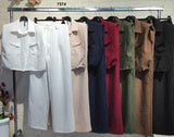 Completo Elegante con Righe Camicia Smanicata Regolabile Pantalone Palazzo Coordinato Casual in 7 Colori - 7574
