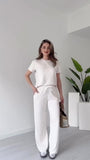 Completo Maglia Mezza Manica Pantalone Palazzo Coordinato Tuta Sportiva Casual in 7 Colori - 7576