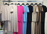 Completo Maglia Mezza Manica Pantalone Palazzo Coordinato Tuta Sportiva Casual in 7 Colori - 7576