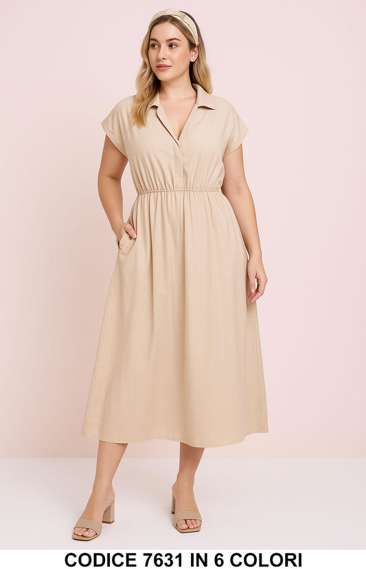 Vestito midi Manica corta Colletto Casual Abito Casual Aperitivo Serata in 6 colori – 7631