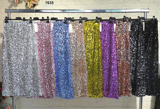 Gonna Lunga midi interamente in paillettes per cerimonie e party Gonne Estate in 9 colori – 7635