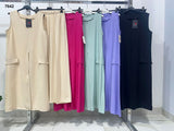 Completo elegante con casacca lunga senza maniche e pantalone palazzo Coordinato in 5 colori – 7642