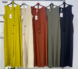 Tuta Lunga Donna Elegante Senza Maniche con Cintura Jumpsuit Pantalone Palazzo in 5 Colori – 7643