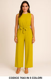 Tuta Lunga Donna Elegante Senza Maniche con Cintura Jumpsuit Pantalone Palazzo in 5 Colori – 7643