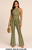 Completo Palazzo Flare con Top a Fazzoletto Fantasia Zig Zag Coordinato Effetto Ottico in 5 Colori – 7644