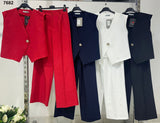 Tailleur Estivo Donna con Gilet e Pantalone Palazzo Completo Coordinato Elegante Casual in 4 Colori - 7682