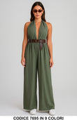 Tuta Lunga con Scollo Profondo e Cintura – Jumpsuit Estiva in 9 Colori – 7695