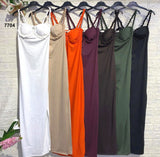 Abito Lungo Elegante con Spalline Intrecciate – Vestito Estivo da Cerimonia in 7 Colori – 7704