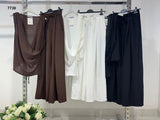 Completo Estivo con Top Drappeggiato e Pantaloni Palazzo – Elegante in Bianco, Nero e Marrone – 7730