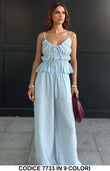 Completo Estivo 3 Pezzi con Top Arricciato – Outfit Fresco e Versatile in 9 Colori – Codice 7733