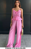 Completo Estivo 3 Pezzi con Top Arricciato – Outfit Fresco e Versatile in 9 Colori – Codice 7733