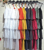 Vestito Lungo con Spalline Sottili e Balze – Abito Estivo Fresco in 8 Colori – 7734