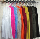 Abito Lungo Estivo con Corpino a Nido d’Ape e Spalline Incrociate – Vestito Romantico in 10 Colori – 7736
