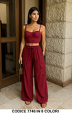 Completo estivo top bustier e pantalone cargo con tasche laterali Coordinato in 8 Colori – 7746