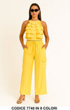 Completo donna estivo con top a balze e pantalone con tasche Coordinato Elegante in 12 Colori – 7748